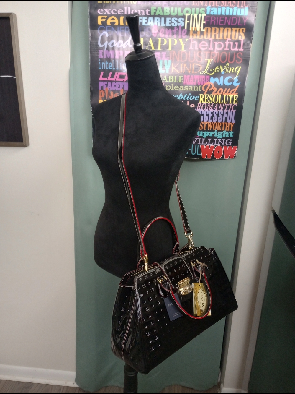 Extraordinary Black Patent Leather Arcadia Satchel!.